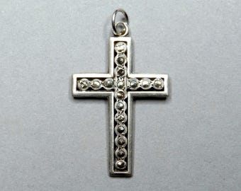 Marcasite and Silver. Antique Religious Cross Pendant.