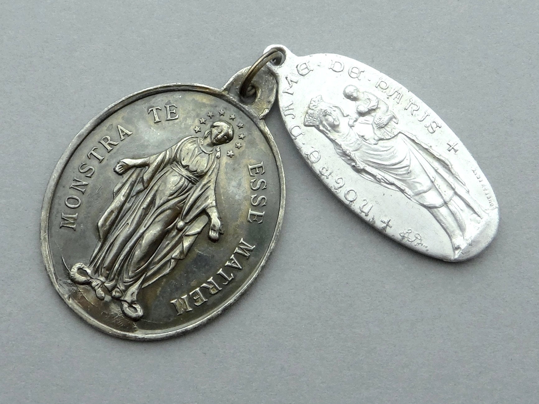 Notre Dame De Paris and Miraculous Medal 1913. Saint Virgin Mary ...
