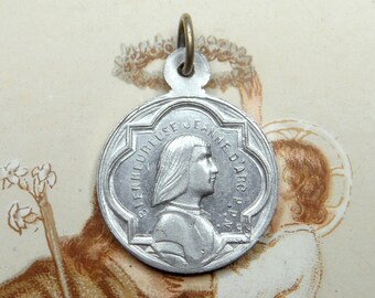 Blessed Joan of Arc and St Pius X, Beatification 1909. Antique Religious Pendant. Medal.