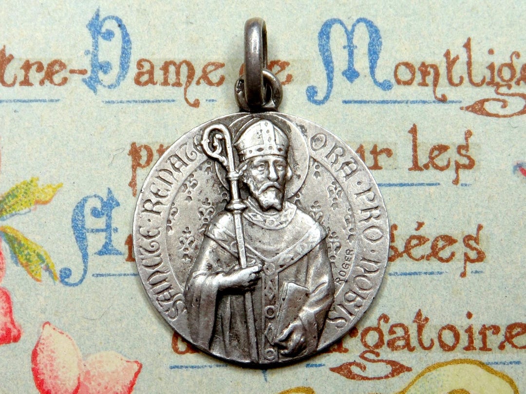 Saint Rene. Medal by Tricard. Antique Religious Large Silver Pendant ...