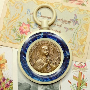 Saint Therese of Lisieux. Antique Religious Large Medal. Wall Pendant.