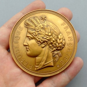 Woman. Female, Marianne. Antique Large Medal. By Oudine.
