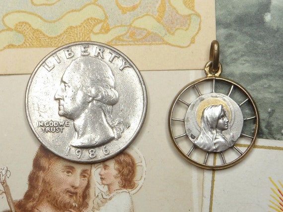 Saint Virgin Mary. Antique Religious Silver Penda… - image 3