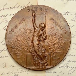 Woman, Victory. Antique Large Medal. By Dubois.