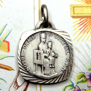 Our Lady of Orcival. Basilica. Saint Virgin Mary. Antique Religious Pendant. French Medal.