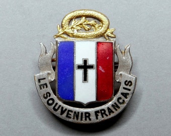 Frans souvenir. Antieke emaille grote broche.