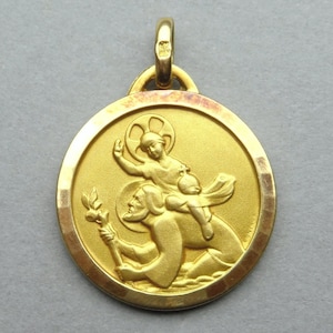 Saint Christopher. Antique Religious Gold Filled Pendant. FIX