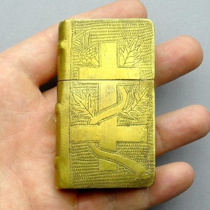 Cross Of Lorraine, Souvenir de Verdun. Brass Lighter. French Trench Art WWI.