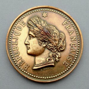 Woman. Female, Farming. Honor of agricultural merit. Antique Large Medal. By Desaide.