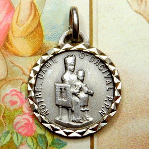Our Lady of Orcival. Basilica. Saint Virgin Mary. Antique Religious Pendant. French Medal.