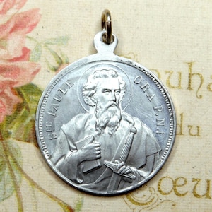 Saint Paul, Paulus Apost. Chapelle des trois Fontaines Rome. Antique Religious Medal. Italian Pendant.