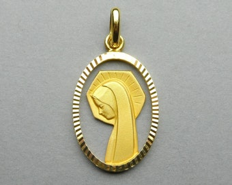 Saint Virgin Mary. Antique Religious Gold Filled Pendant. FIX.