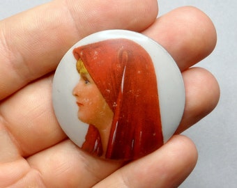 Saint Fabiola, Hand Painted Porcelain (Limoges). French Antique Religious Medal.