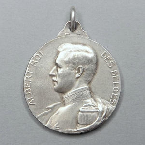Albert King dei Belgi 1914. Medaglia patriottica antica. Ciondolo di Theunis.