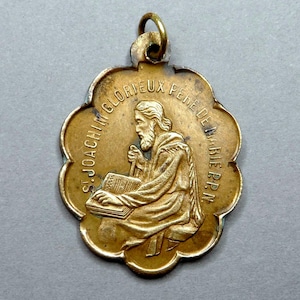 Saint Joachim and Saint Anne, Parents of the Virgin Mary. Antique Religious Pendant. French Medal.