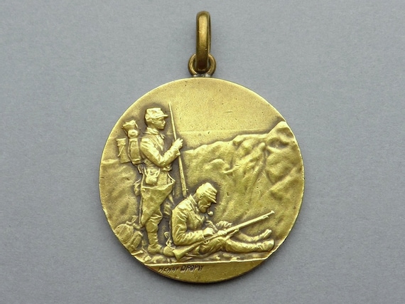 Soldier, 1914 Poilus. WWI French Patriotic Medal.… - image 1