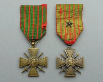 WWI War Cross. Antique medals with ribbon. 1914 - 1917 & 1914 - 1918.