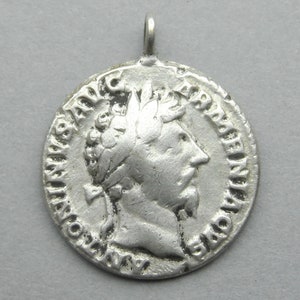 Roman Coin, ANTONINUS AVG ARMENIACUS. Old Silver Pendant