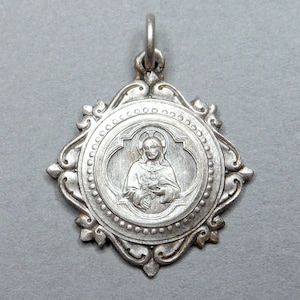 Jesus Christ. Sacred Heart. Antique Religious Pendant. French Medal.