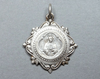 Jesus Christus. Heiliges Herz. Antiker religiöser Anhänger. Französische Medaille.