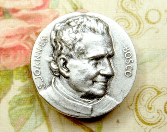Saint Joan Bosco. Antique Religious Brooch.