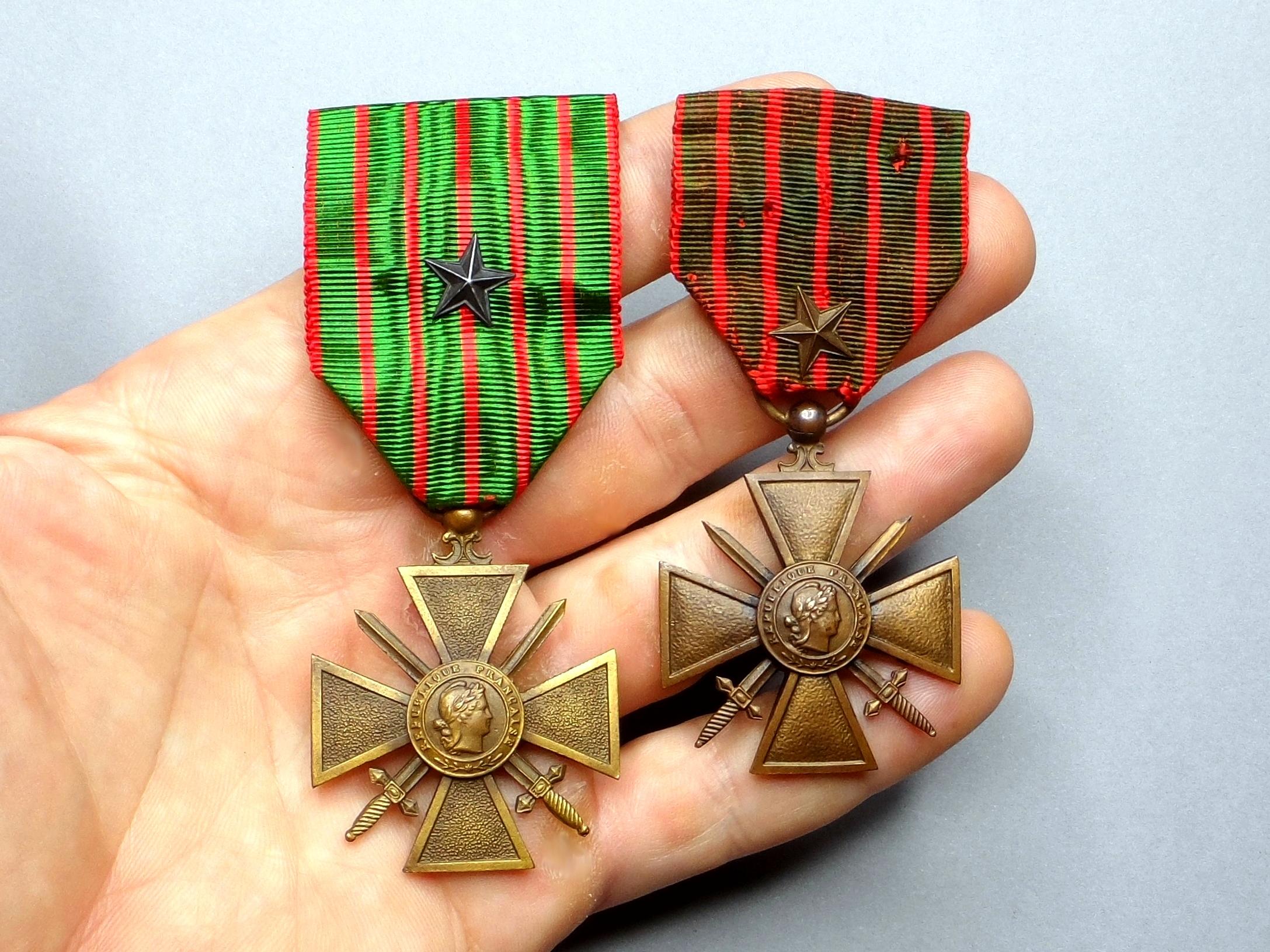 War Cross. Bronze & Silver Star. Antique French Military Medal