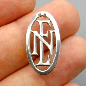 E & N. French Antique Silver Monogram. For hat, wallets, bible, book. Anything you want to customize!