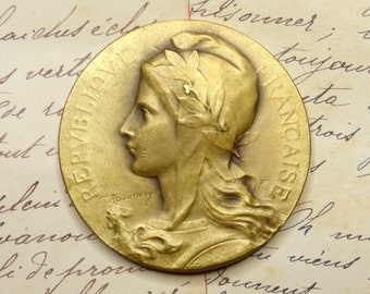 Marianne, Woman, 1963. Antique Large Medal. By Rasumny.