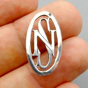 N & S. French Antique Silver Monogram. For hat, wallets, bible, book. Anything you want to customize!