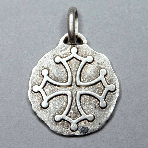 Occitan Cross, Occitania. Antique Religious Silver Pendant. French Medal.