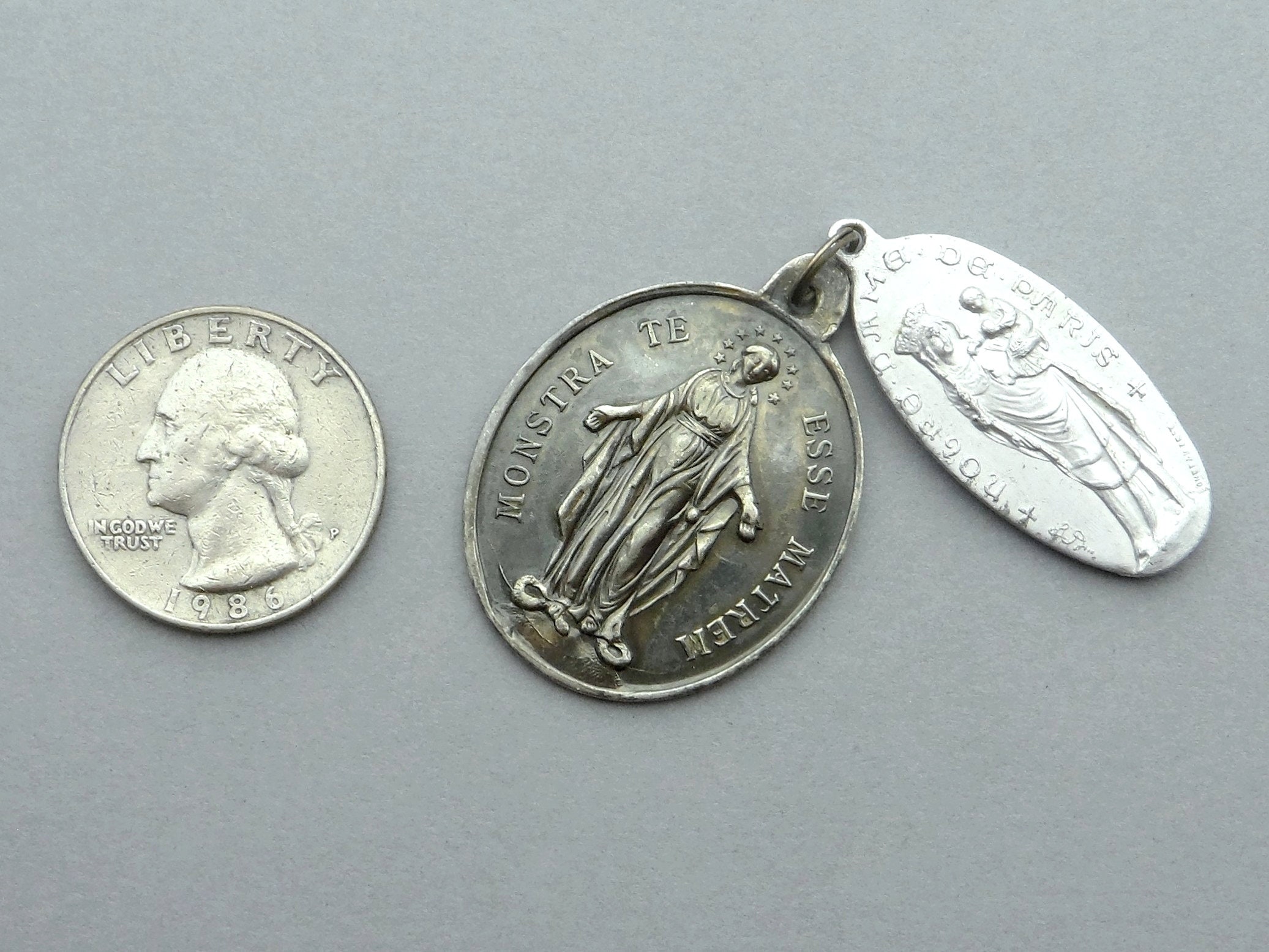 Notre Dame De Paris and Miraculous Medal 1913. Saint Virgin Mary ...