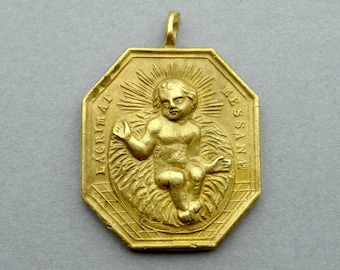Christ Child. Lacrimat Messanae. Antique Religious Pendant. 18th Medal.