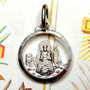 Virgen De Los Desamparados. Holy Virgin Mary. Antique Religious Medal. Openwork Pendant.