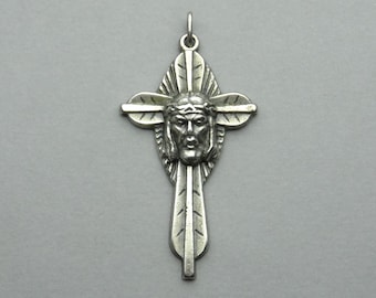 Modernism Cross. Antique Religious Pectoral Pendant.