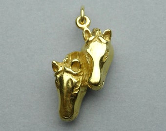 Horse, Equestrianism. Vintage French Pendant. Large Gold Plating Medal.