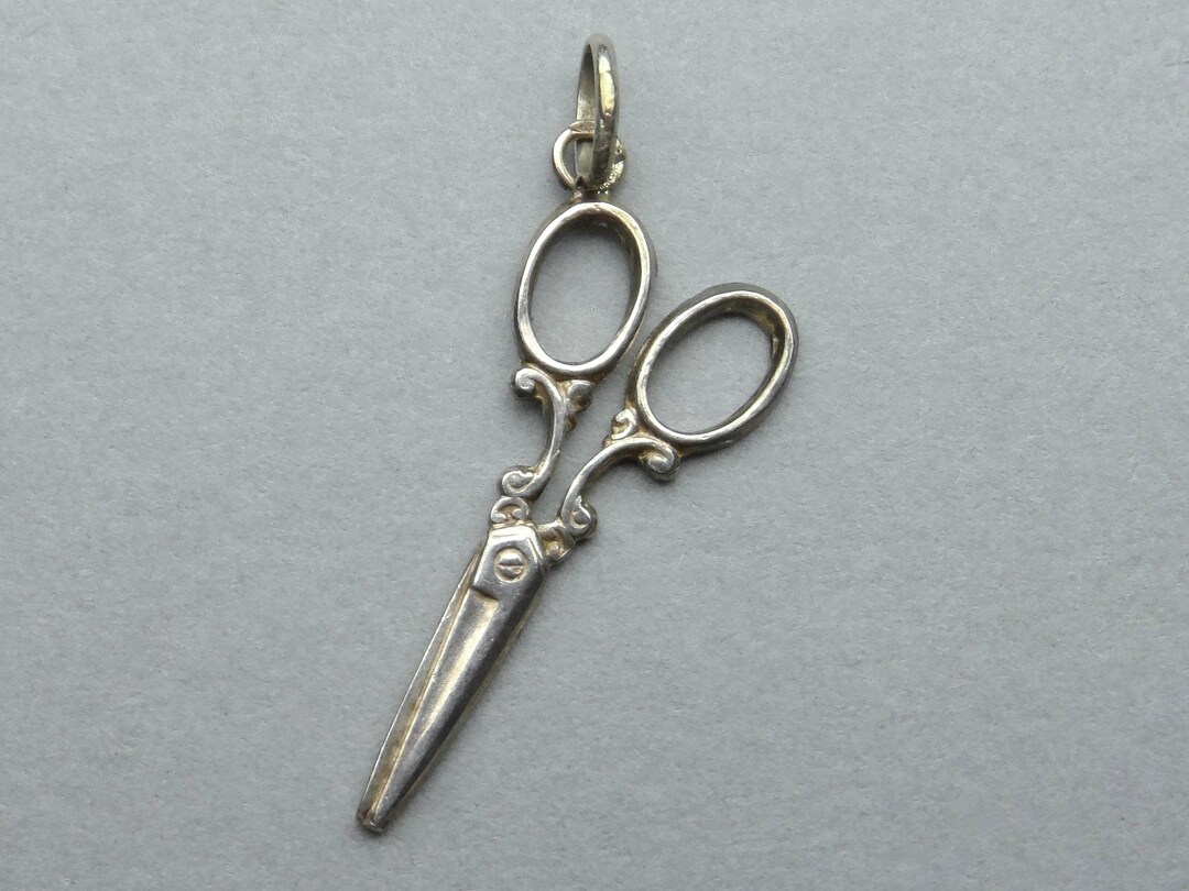 Embroidery Scissors. Embroider. Antique Silver Pendant. Little Etsy