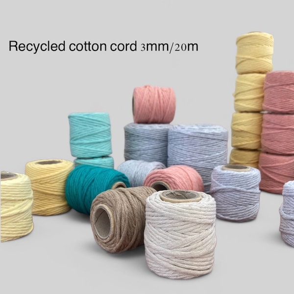 3mm/20m  Macrame cotton cord(65,62 ft)| Macrame yarn 3mm|Cotton cord store, 3mm cord, Jewellery cotton cord| 3 mm cotton cord single strand