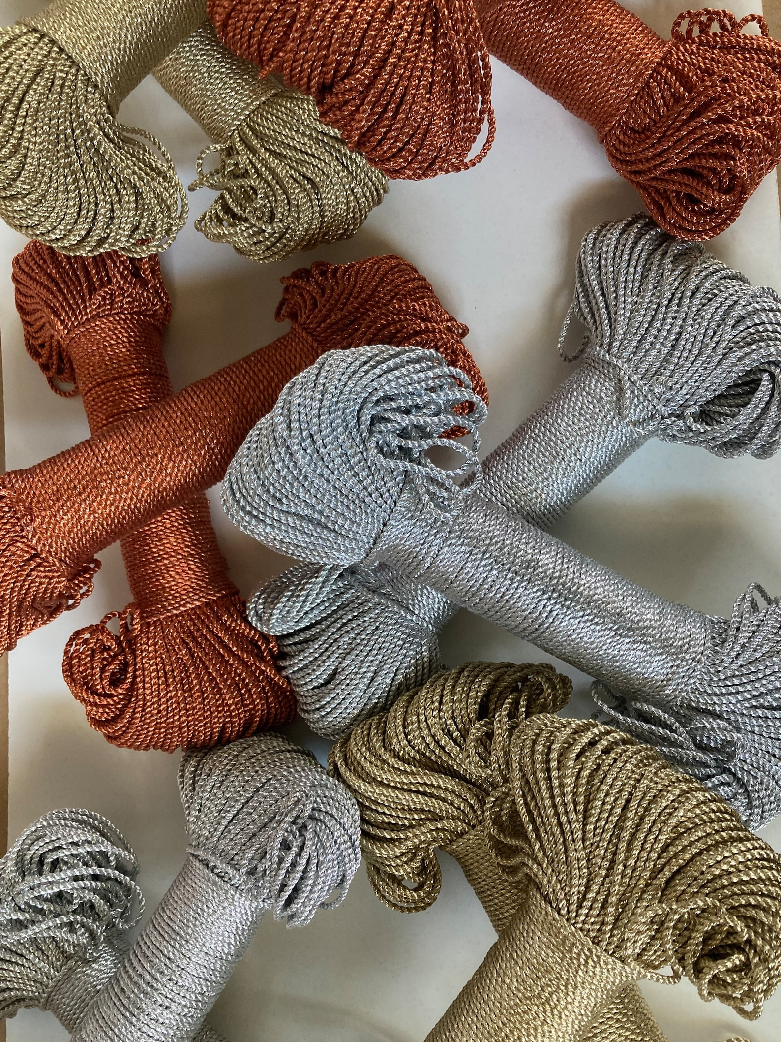 Metallic Macrame Rope 3 Ply 89 M (291.99), Metallic Rope, Cotton Cord ...