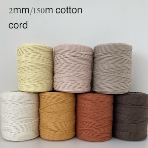 2 mm Makramee-Baumwollkordel 150 m(492 ft)| Makrameegarn 2 mm|Baumwollkordel, 2 mm Kordel, Schmuck-Baumwollkordel 2 mm Baumwollkordel Einzelstrang