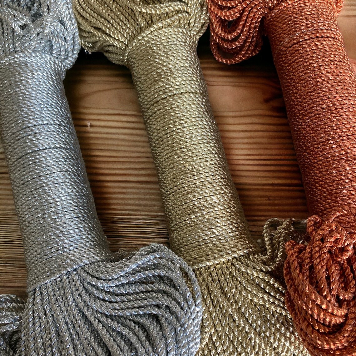 Metallic Macrame Rope 3 Ply 89 M (291.99), Metallic Rope, Cotton Cord ...