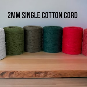 Macrame cord 2mm 150m (164.04 yd)| Macrame cotton single strand|Twisted rope |2mm Recycled cotton| 2mm cords, Macrame 2mm