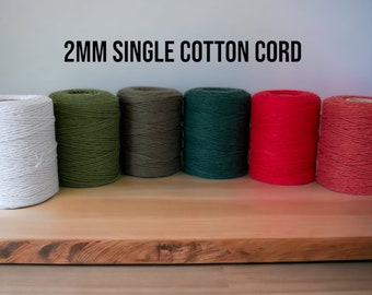 Macrame cord 2mm 150m (164.04 yd)| Macrame cotton single strand|Twisted rope |2mm Recycled cotton| 2mm cords, Macrame 2mm