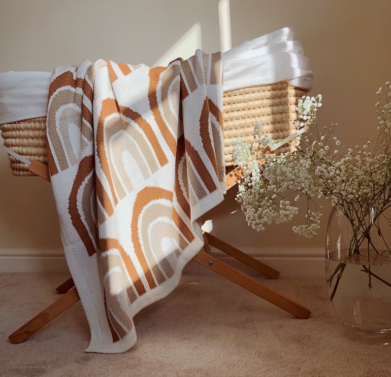 Rainbow Designed Knitted Baby Blanket Rainbow Blanket Etsy