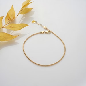 14K Solid Gold Snake Chain Bracelet, Adjustable Gold or White Gold Bracelet, Handmade Minimalist Jewelry, Gift for Women and Men
