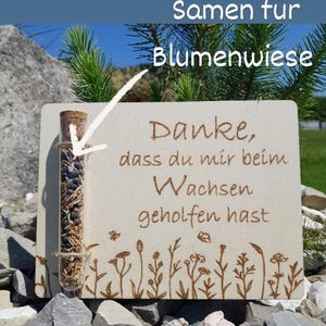 Personalisierte Geschenkkarte aus Holz mit Phiole & Blumensamen | Danke Lehrer Erzieherin | Schulabschluss Geschenk | Geburtstag | Hochzeit