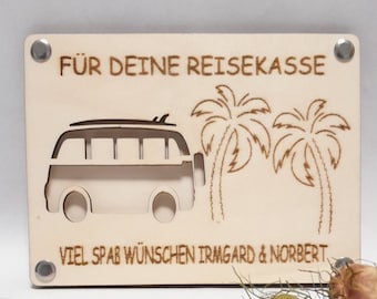 Geldgeschenk | Geschenkkarte | Gutscheinverpackung | Personalisiert | Geschenk Reise | Holzkarte | Reisekasse | Geschenkidee | Karte | Holz