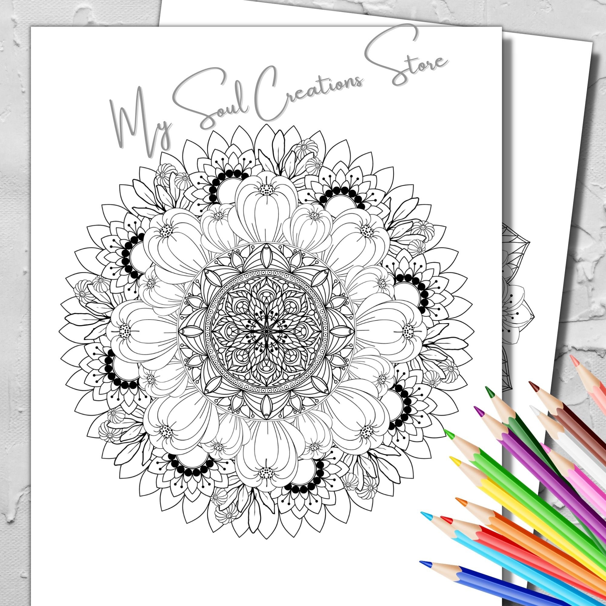 Floral Mandala Coloring Pages Digital Printable Printable | Etsy