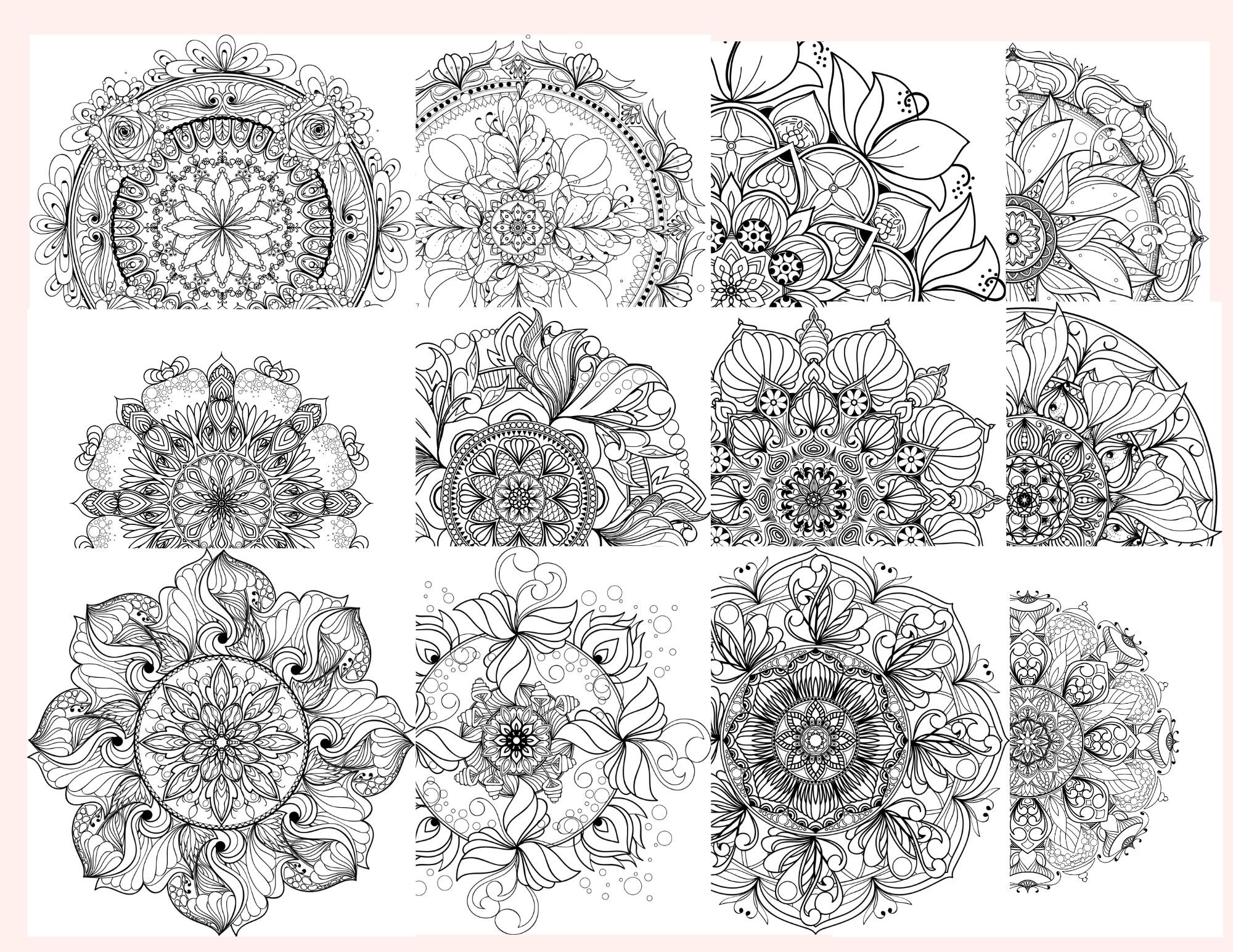 12 Coloring Pages for Adults | Zentangle Inspired Mandala Designs ...