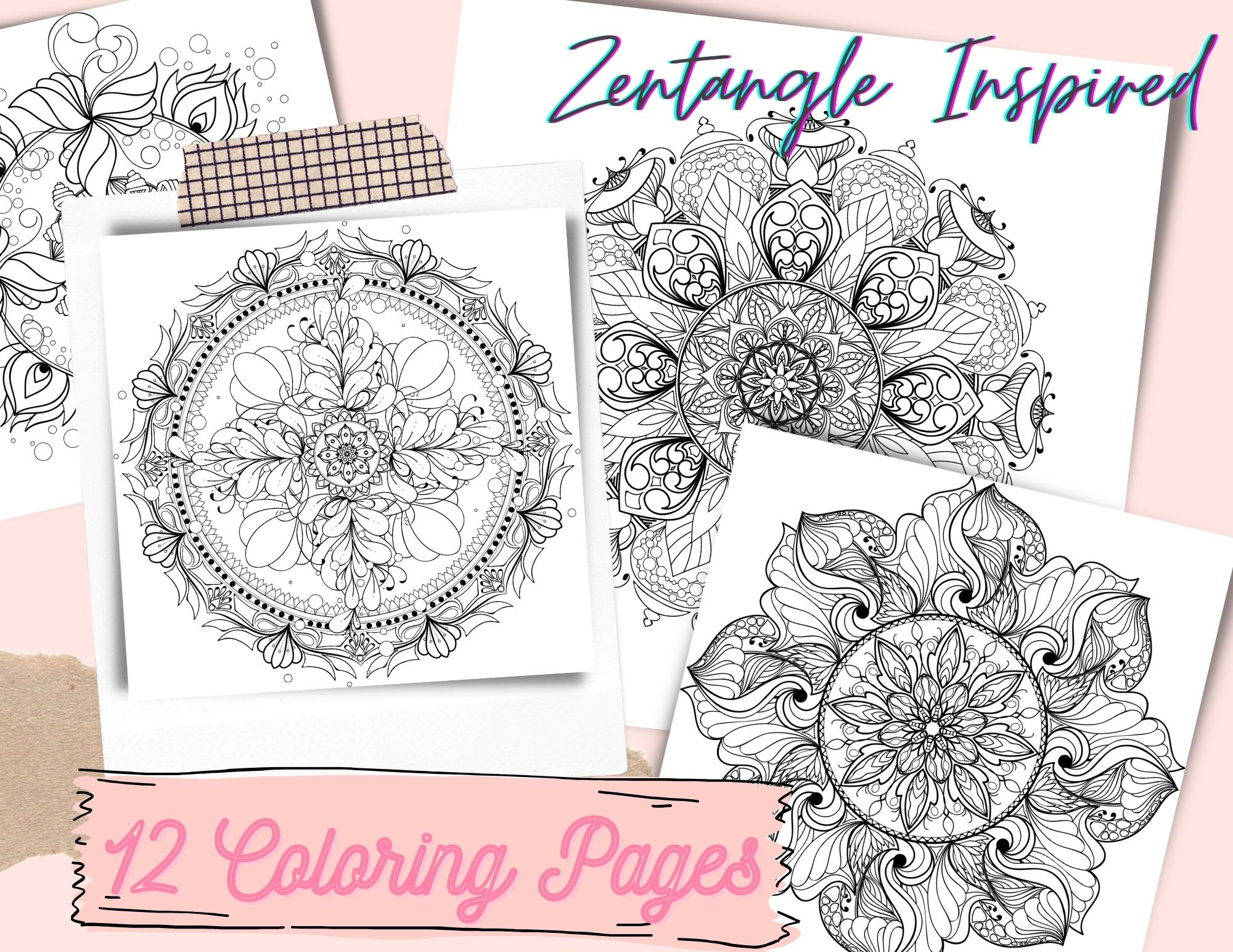 12 Coloring Pages for Adults | Zentangle Inspired Mandala Designs ...