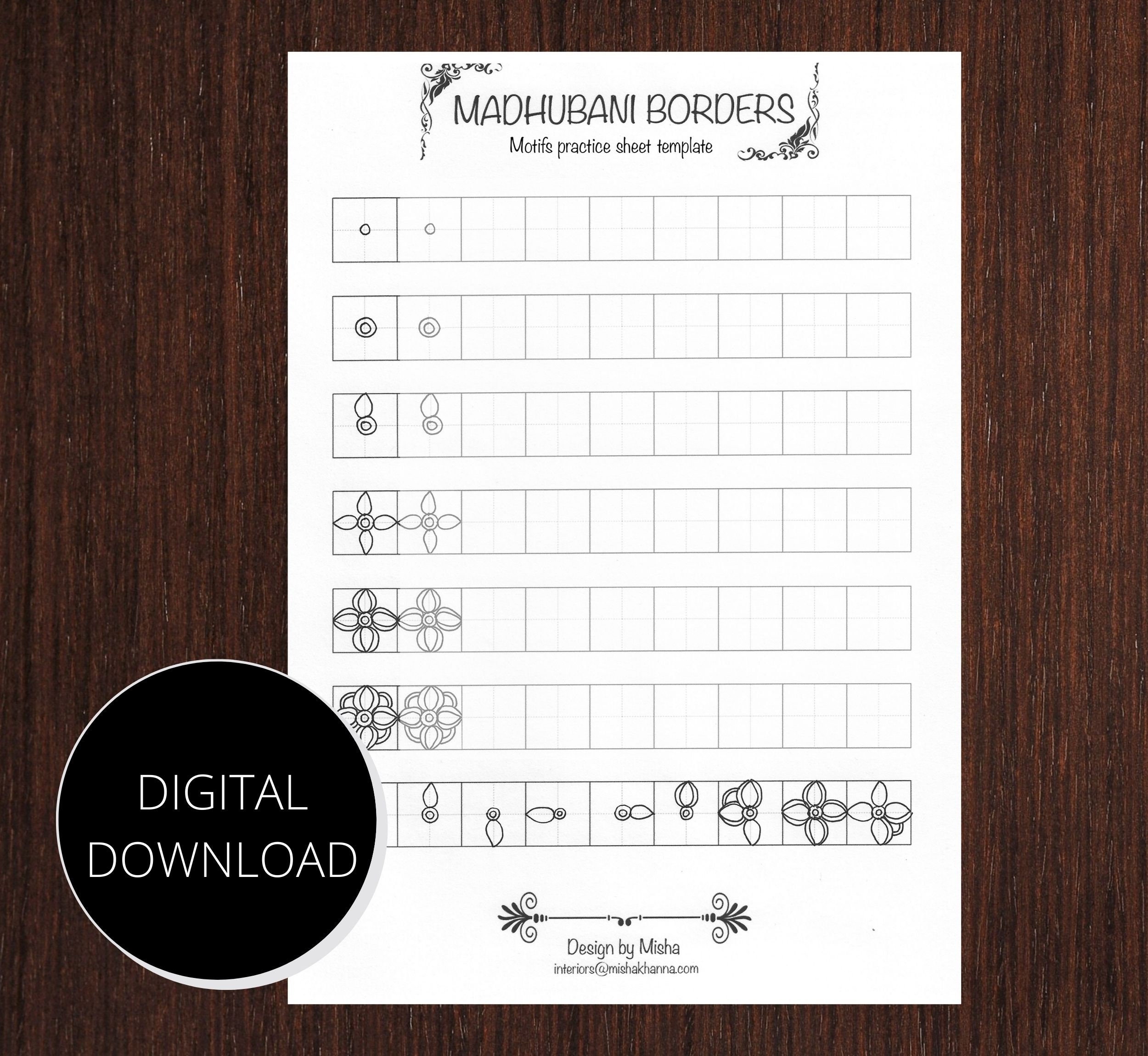 Buy MADHUBANI ART, LOTUS Practice Templates,patterns Training Sheets ...